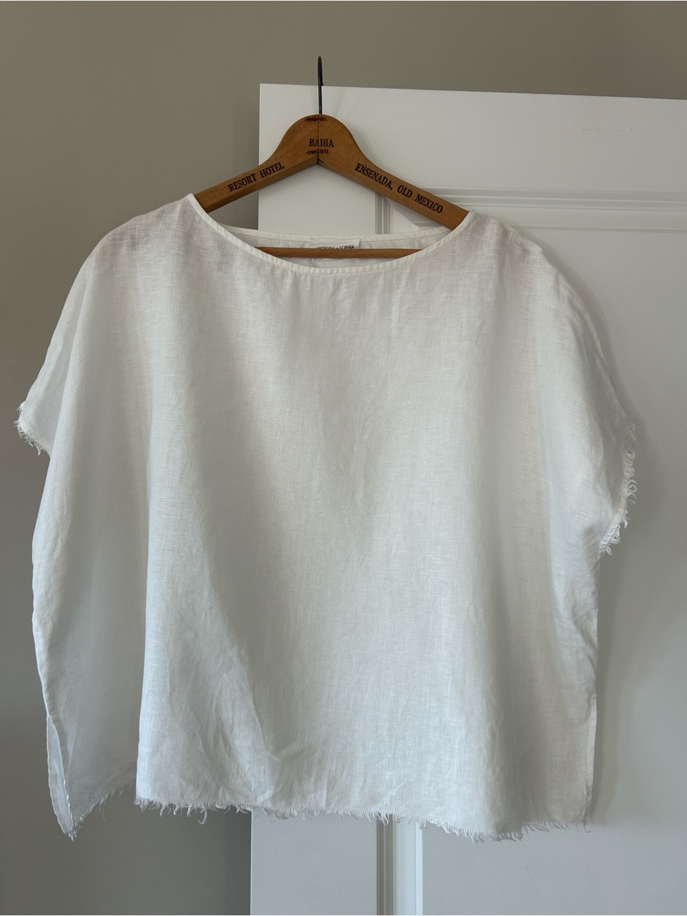 Victoria + Sophia Linen Boxy Top Sz M/L w MEASUREMENTS White